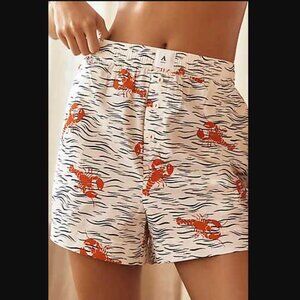 New XL Anthropologie The Wren boxer shorts in Lobster print